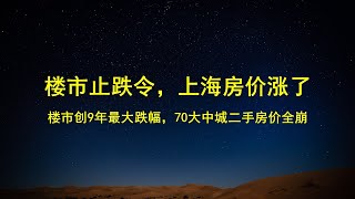 房价止跌令，上海楼市涨了；70余城二手房价崩了，新房价加速下跌；4万亿，100套棚改，为何是镜花水月？