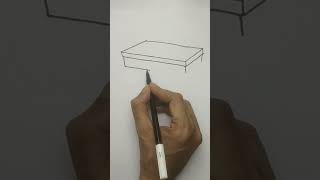 How to draw a bed in 3d perspective #drawing easy beginners. #shorts