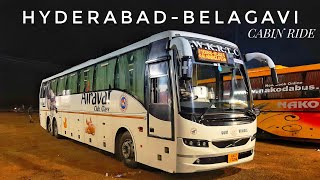 HYDERABAD TO BELAGAVI || N.W.K.R.T.C AIRAVAT CLUB CLASS VOLVO B11R CABIN RIDE