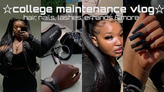 college maintenance vlog☆ hair, nails, lashes ,running errands &more