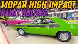 Mopar High Impact Paint at the 2024 Chrysler Nationals | Plum Crazy, Hemi Orange, Panther Pink etc.