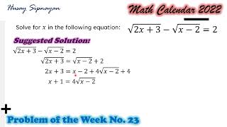 Solution to Problem of the Week No. 23 | Algebra | Math Calendar 2022