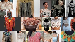 Ultra modern pearl - beaded capshawl - cover-up chocker latest trendy necklace designs  jewellery