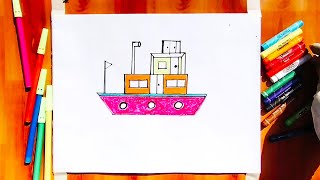 How to draw boat step by step/Easy boat drawing for kids/boat drawing