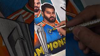 Virat, Rohit, Bumrah Drawing With Trophy 😍 #shorts #art #drawing