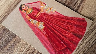 Monotone red embroidered Bridal Lehenga | Braided art