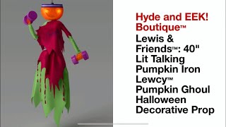 Lewis & Friends™ 40" Lit Talking Pumpkin Iron Lewcy™ Pumpkin Ghoul Halloween Decorative