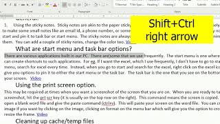 Proof reading and selections in word