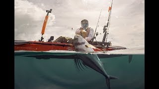 Рыбалка в Панаме на кайаке. Огромная рыба-петух. Los Buzos kayak fishing. Huge roosterfish.