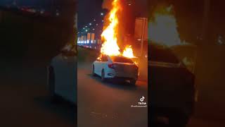 Honda Civic X on fire in defence DHA phase 1 in lahore 🔥🔥🔥🔥#short