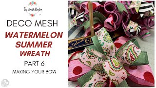 Watermelon Summer Deco Mesh Wreath - Step 6 - Making your bow.