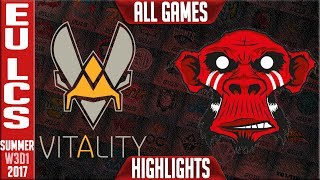 Vitality vs Mysterious Monkeys FULL SERIES Highlights | EU LCS Week 3 Day 1 Summer 2017 | VIT vs MM