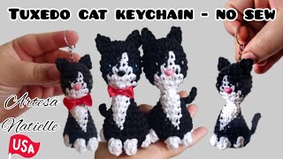 Amigurumi Tuxedo Cat Keychain No Sew