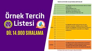 Örnek Tercih Listesi Yabancı Dil 14.000 Sıralama