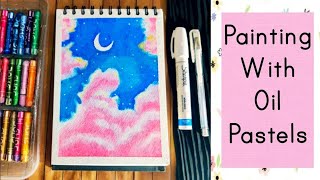 Beautiful Clouds in the Blue Sky | Easy Oil Pastel Drawing for Beginners