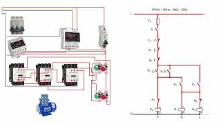 Control circuit of star-delta asynchronous motor (second type), control from two points