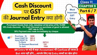 GST Journal Entry on Cash discount & Trade Discount  | Goods & Services Tax | Class 11 | Part 6