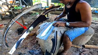 the quick blacksmith technique of forging makes handles & scabbards of machetes from buffalo horn