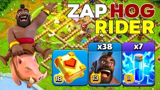 Powerful TH16 Zap Mass Hog Rider Wrecking Legend League Attacks! Clash of Clans