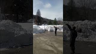 Isaac and Ethan showcasing some basketball skills after a snow storm !!! 🏀 🤙