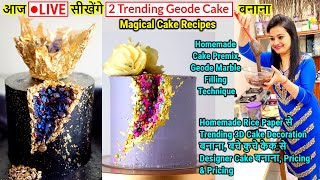 Classy Bhava Kitchen is live: 🔴LIVE Class on 2 Trending Geode Cake | Homemade Premix & cake filling