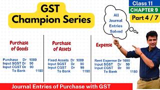 GST Journal Entries Accounting on Purchase of Goods | Goods & Services Tax | Class 11 | Part 4