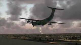 C-141B Windy visual approach to crosswind landing