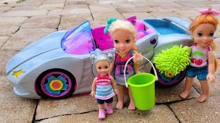 Car washing ! Elsa & Anna toddlers