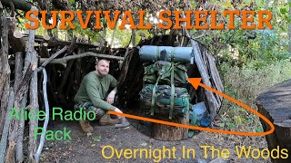 Early Fall Forest Survival Shelter Overnight Part 1 First Strike Ration, Cold Steel, Alice Pack