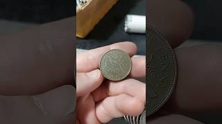 83 Year Old Bronze Foreign Coin Found #coinrollhunting #halfdollars #coincollecting