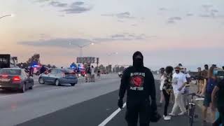 ANTIFA and BLM are harassing the drivers they're blocking on the freeway in Los Angeles #LAProtests