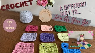 Crochet-Joining Squares together | 'Join-As-You-Go' method |  V-094