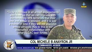 Col Anayron Jr ipagpapatuloy ang mga tagumpay ng 403rd brigade sa Bukidnon | AFP