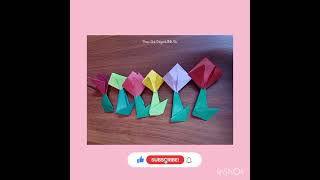 HOW TO MAKE A  BEAUTIFUL ORIGAMI TULIP FLOWER EASILY/DIY  PAPER TULIP FLOWER!!