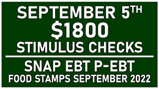 APPROVED! New $1800 Stimulus Checks | September 5th | SNAP EBT & P-EBT Food Stamps September 2022