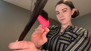 ASMR Hair Pt 3: Root Color and Trim (real hair sounds)