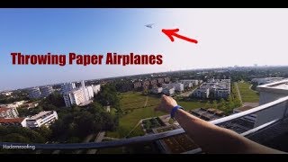 Throwing PAPER AIRPLANES From 12. Floor Building / GoPro HERO