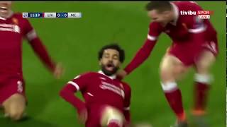 هدف محمد صلاح فى ربع نهائى دورى الابطال فى السيتى