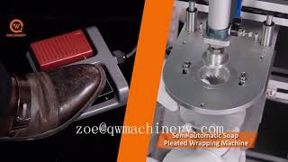 Semi auto pneumatic ball round soap packaging machine pleated wrapping machine with label stripper