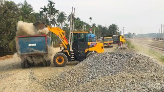 Amazing work and skills || Liugong 836 || Loading railway rocks on dump trucks