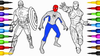 Avengers Heroes Coloring Pages | Superheroes Team Painting