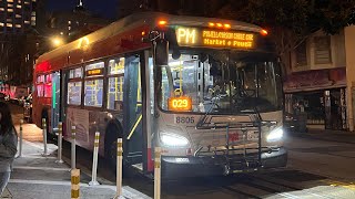 San Francisco MUNI 2016 New Flyer Xcelsior XDE40 8806 on Powell/Mason cable car