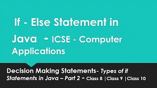 Class 10 |Class 9 |Class 8- If -Else Statement in Java with suitable example in BlueJ