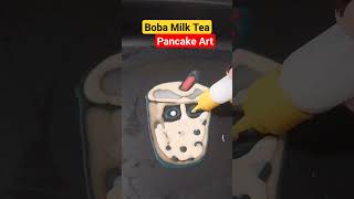 Boba Milk Tea Pancake Art #shorts