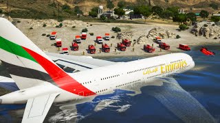 GTA 5 Airbus A380 Crash | Airplanes Taking off and landing Crash | Emirates A380 Emergency landing