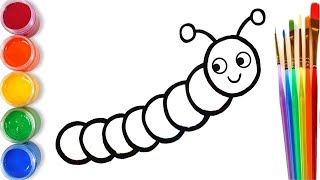 Bolalar uchun tırtıl rasm chizish. Сурет салу гусеница. Drawing a caterpillar