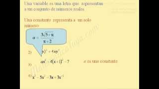 Expresiones algebraicas  Definiciones