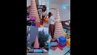 Fans Gift BBNaija’s Saskay Huge Money Cake And 30 Boxes Of Goodies