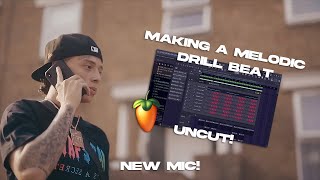 MAKING A MELODIC DRILL BEAT W/ NEW MIC (UNCUT) | FL STUDIO 21