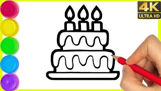 HOW TO DRAW A CUTE CAKE EASY STEP BY STEP || HOW TO DRAW A BIRTHDAY CAKE || BEAUTIFUL CAKE DRAWING.